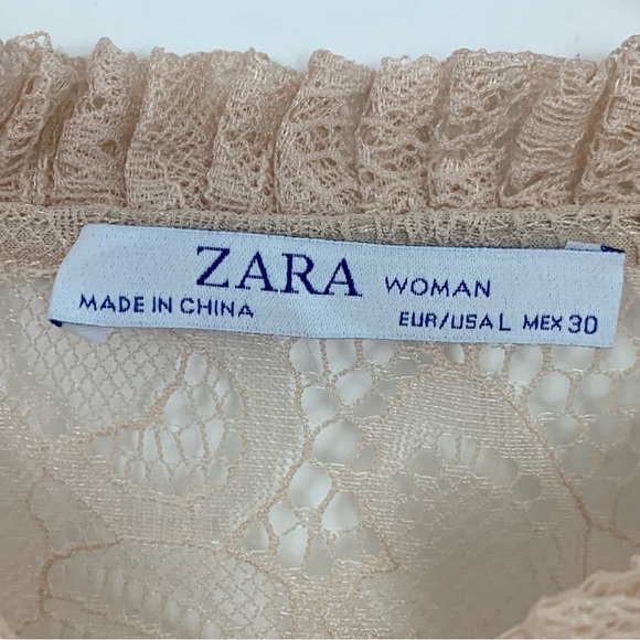 Zara Balloon Sleeve Blouse Lace Yoke - Picture 11 of 11